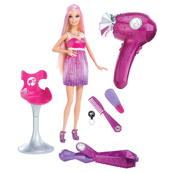 Muñeca Barbie y su secador Purpurina Fashion Mattel